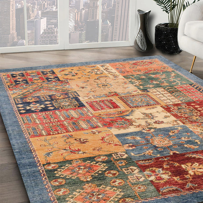 Abstract Camel Brown Modern Rug in Family Room, abs3749