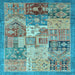 Square Abstract Light Blue Modern Rug, abs3749lblu