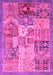 Machine Washable Abstract Pink Modern Rug, wshabs3749pnk