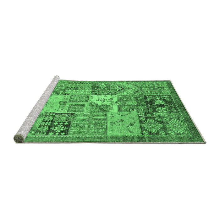 Sideview of Machine Washable Abstract Emerald Green Modern Area Rugs, wshabs3749emgrn