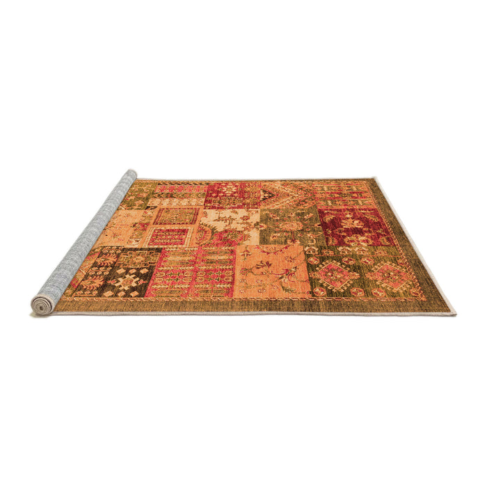 Sideview of Machine Washable Abstract Orange Modern Area Rugs, wshabs3749org