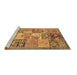 Sideview of Machine Washable Abstract Brown Modern Rug, wshabs3749brn