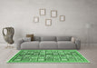 Machine Washable Abstract Emerald Green Modern Area Rugs in a Living Room,, wshabs374emgrn