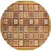 Round Machine Washable Abstract Brown Modern Rug, wshabs374brn