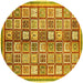 Round Abstract Yellow Modern Rug, abs374yw