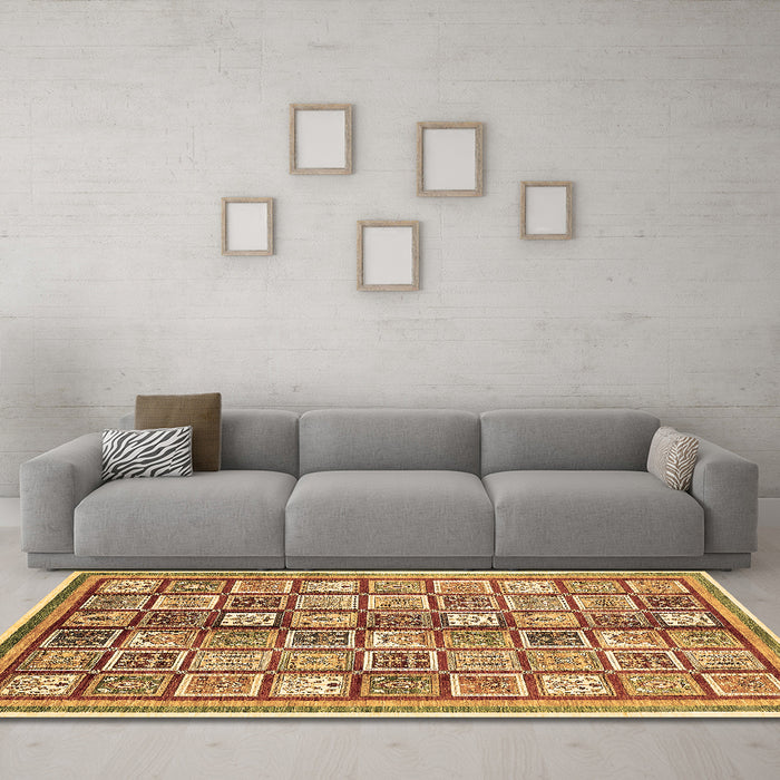 Machine Washable Abstract Brown Modern Rug in a Living Room,, wshabs374brn