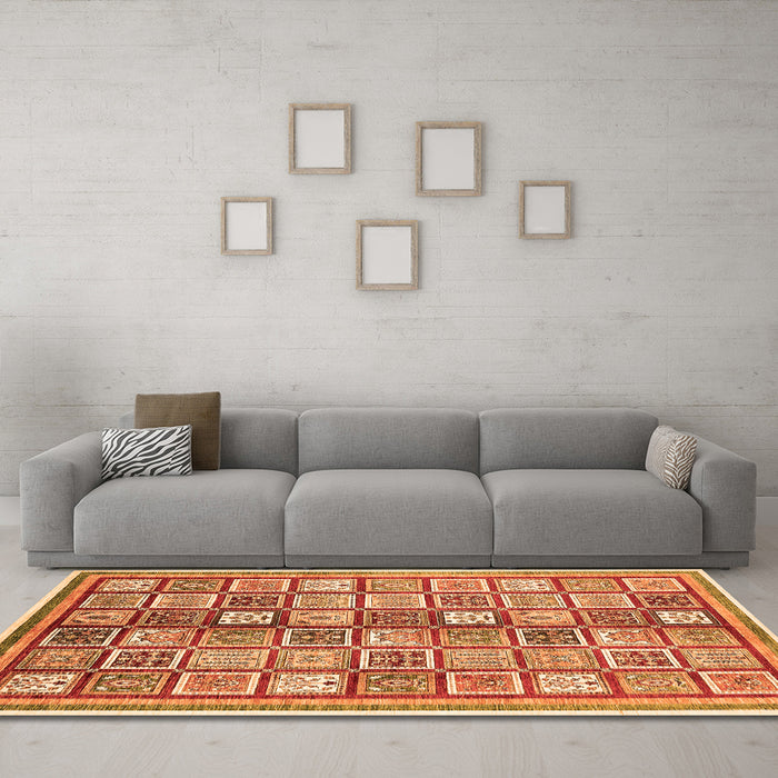 Machine Washable Abstract Orange Modern Area Rugs in a Living Room, wshabs374org