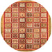 Round Abstract Orange Modern Rug, abs374org