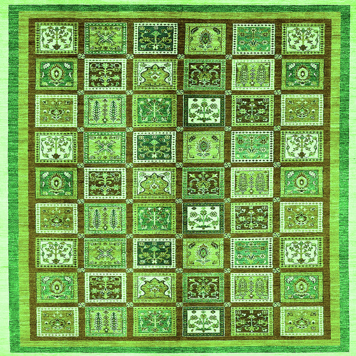 Square Abstract Green Modern Rug, abs374grn
