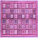 Square Machine Washable Abstract Purple Modern Area Rugs, wshabs374pur