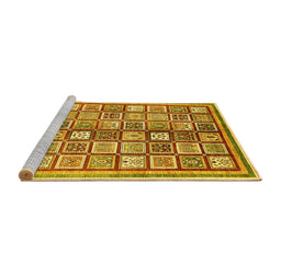 Sideview of Machine Washable Abstract Yellow Modern Rug, wshabs374yw