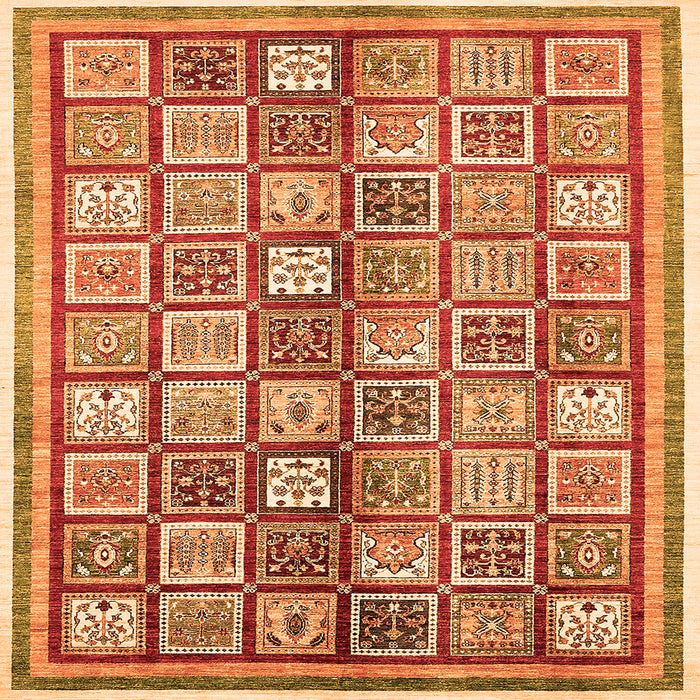 Square Machine Washable Abstract Orange Modern Area Rugs, wshabs374org