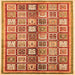 Square Machine Washable Abstract Orange Modern Area Rugs, wshabs374org