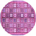 Round Machine Washable Abstract Purple Modern Area Rugs, wshabs374pur