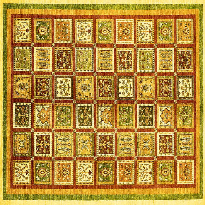 Square Machine Washable Abstract Yellow Modern Rug, wshabs374yw