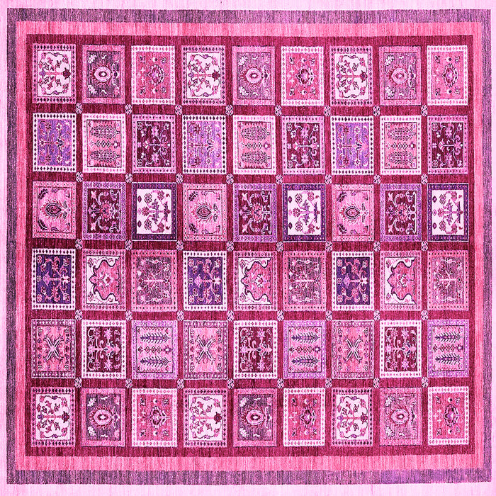 Square Machine Washable Abstract Pink Modern Rug, wshabs374pnk