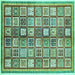 Square Abstract Turquoise Modern Rug, abs374turq