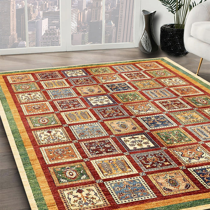 Abstract Yellow Modern Rug in Family Room, abs374