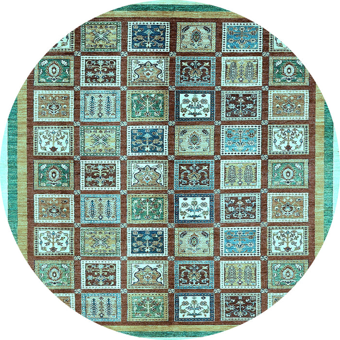 Round Machine Washable Abstract Light Blue Modern Rug, wshabs374lblu