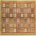 Square Machine Washable Abstract Brown Modern Rug, wshabs374brn