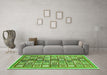 Machine Washable Abstract Green Modern Area Rugs in a Living Room,, wshabs374grn