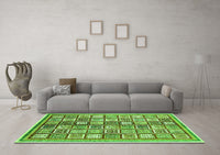 Machine Washable Abstract Green Modern Rug, wshabs374grn