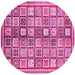 Round Machine Washable Abstract Pink Modern Rug, wshabs374pnk