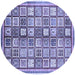 Round Machine Washable Abstract Blue Modern Rug, wshabs374blu