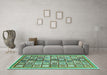 Machine Washable Abstract Turquoise Modern Area Rugs in a Living Room,, wshabs374turq