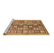 Sideview of Machine Washable Abstract Brown Modern Rug, wshabs374brn