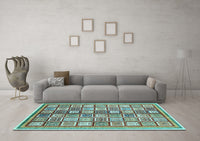 Machine Washable Abstract Light Blue Modern Rug, wshabs374lblu