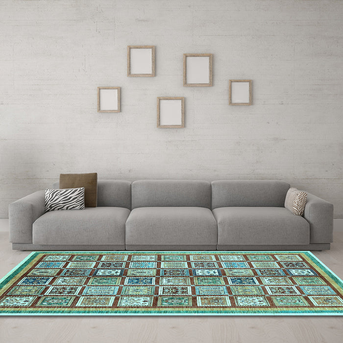 Machine Washable Abstract Light Blue Modern Rug in a Living Room, wshabs374lblu