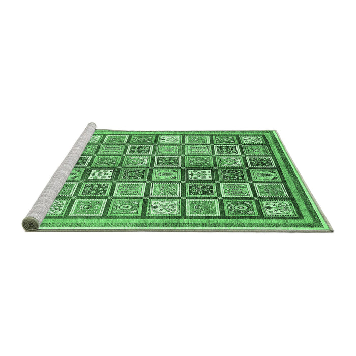 Sideview of Machine Washable Abstract Emerald Green Modern Area Rugs, wshabs374emgrn