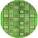 Round Machine Washable Abstract Green Modern Area Rugs, wshabs374grn