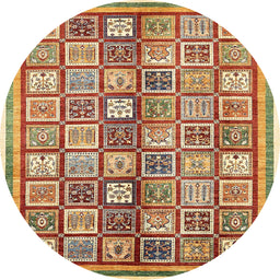 Round Abstract Yellow Modern Rug, abs374