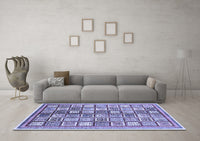 Machine Washable Abstract Blue Modern Rug, wshabs374blu