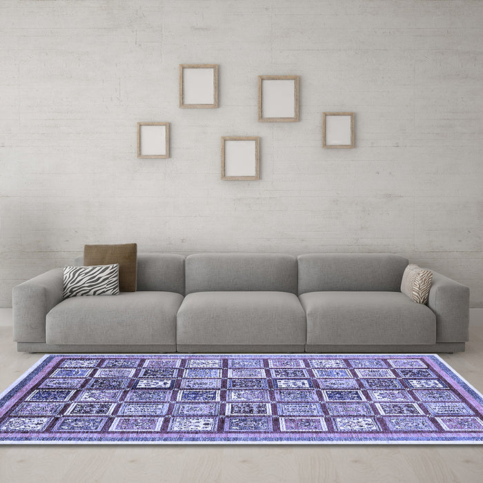 Machine Washable Abstract Blue Modern Rug in a Living Room, wshabs374blu