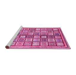 Sideview of Machine Washable Abstract Pink Modern Rug, wshabs374pnk