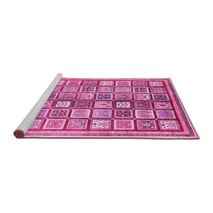 Sideview of Machine Washable Abstract Pink Modern Rug, wshabs374pnk