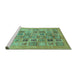 Sideview of Machine Washable Abstract Turquoise Modern Area Rugs, wshabs3750turq