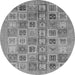 Round Machine Washable Abstract Gray Modern Rug, wshabs3750gry