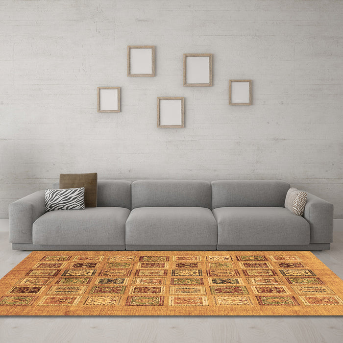 Machine Washable Abstract Brown Modern Rug in a Living Room,, wshabs3750brn
