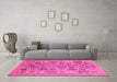 Machine Washable Abstract Pink Modern Rug in a Living Room, wshabs3750pnk