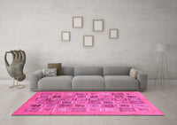 Machine Washable Abstract Pink Modern Rug, wshabs3750pnk