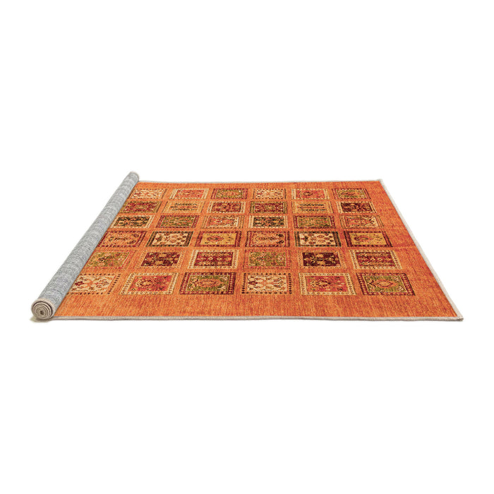 Sideview of Machine Washable Abstract Orange Modern Area Rugs, wshabs3750org