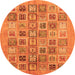 Round Abstract Orange Modern Rug, abs3750org