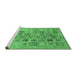 Sideview of Machine Washable Abstract Emerald Green Modern Area Rugs, wshabs3750emgrn