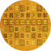 Round Machine Washable Abstract Yellow Modern Rug, wshabs3750yw