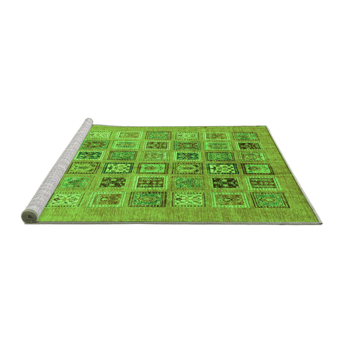 Sideview of Machine Washable Abstract Green Modern Area Rugs, wshabs3750grn