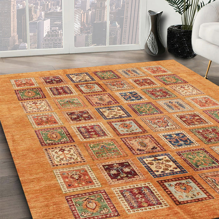 Abstract Orange Modern Rug in Family Room, abs3750